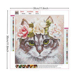 DIY 5D Full Diamond Painting Kit Diamond Art Kits for Adults A Cat with A Wreath Paint with Diamonds Kits Diamonds Embroidery by Numbers (11.8X11.8inch)