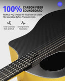 Donner Carbon Fiber Acoustic Guitar, 38 Inch Travel Acoustic Guitar Kits with Bag, Extra Strings, Exclusive Accessories - RISING-G PRO, Yellow
