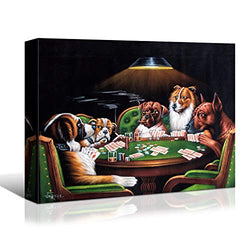 Looife Dogs Playing Poker Cards Canvas Prints Wall Art,40x30 Inch Funny Famous Painting Giclee Artwork Reproduction Wall Decor for Modern Home Decoration