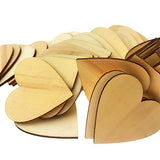 Akusety 2-Inch Unfinished Wooden Heart Blank Wood Cutout Heart Slices Discs DIY Crafts - Bag of 100