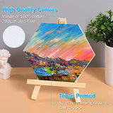 Hexagon Canvas Boards for Painting,5 Packs 10in Stretched Boards Acrylic Painting Carved Decoration Boards, Art Kit DIY Gift for Kids and Adults