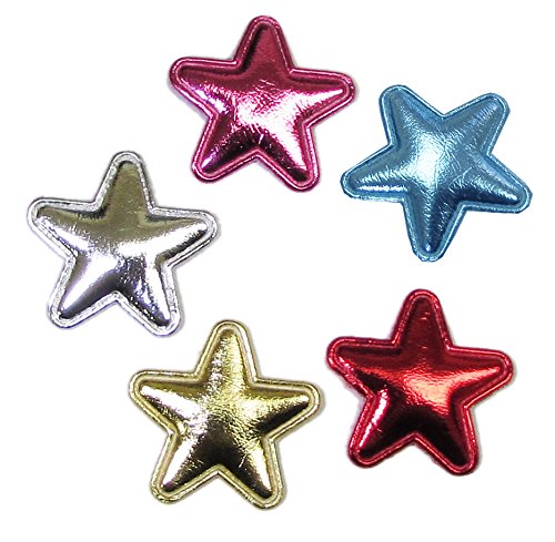 HipGirl Appliques, Flower and Embellishment for Your DIY projects (50pc(5x10pc) 1" Metallic Star