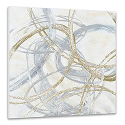 Train2 Art Abstract Canvas Wall Art , Glitter Wall Art Gray with Gold and Sliver Foil Artwork , Wooden Frames Ready to Hang for Home (gray gold, 24X24inch)