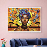 5D Diamond Painting Kits Full Drill African Beauty Painting by Diamonds Diamond Rhinestones Embroidery Cross Stitch Full Round Diamond Crystal Cross Stitch Kits for Adults 16X12 inches