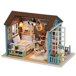 Rylai Architecture Model Building Kits with Furniture LED Music Box Miniature Wooden Dollhouse 3D Puzzle Challenge (Z007)