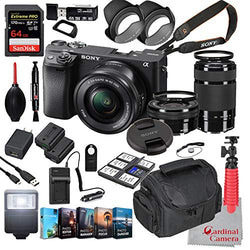 Sony Alpha a6400 Mirrorless Camera with 16-50mm and 55-210mm Lenses Bundle + Extreme Speed 64GB Memory + (31 Items)