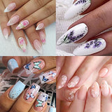 48 Sheets Flower Nail Art Stickers Decals Spring Summer Water Nail Decals Lily Lavender Butterfly Leaf Patterns Nail Supplies Accessories for Women Nail Art Design