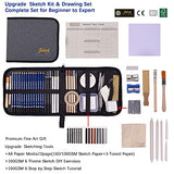 Jaking Creart Master 58 PC Drawing Set,Sketch Kit,Pro Art Supplies|Quality Graphite,Charcoal Black Pencil/Stick,3 White Charcoal,Woodless,4+8 Pastel Pencil/Stick|Embroidered Case|Adults,Teens,Artists