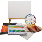 MEEDEN 42Pcs Acrylic Painting Set with Solid Beech Wood Table Easel, Paint Tubes, Stretched Canvas, Painting Brushes, Pad and Panels, Wood Palette, Color Mixing Wheel, Great Student Artist Starter Set