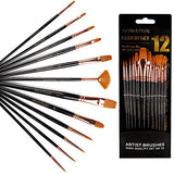 ARTMASTER Paint Brushes Set of 12 Artist Paint Brushes Nylon Bristle for Kids & Adult,Beginner & Professional Great for Watercolor, Acrylic Paintbrushes