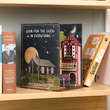 Fsolis DIY Book Nook Kit，DIY Dollhouse Book Nook Bookshelf Insert Bookcase Book Stand Personalized Assembled Bookends Diorama Decor Alley Miniature Kit ( YS02)