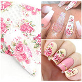 Flowers Nail Art Foil Transfer Stickers Nail Art Supplies Foil Transfers 10 Sheets Rose Flowers Nail Decals Nail Extension Gel Art Decorations for Women Poly Nail Gel DIY Design