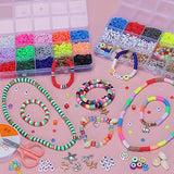 Bracelets Making Kit Kids Jewelry Craft for Girls Toy Clay Beads Flat Preppy Beads Including Letter Bead, Smiley Face Bead, Charms for Jewelry Necklace Christmas Gift DIY Set Age 6 7 9 8-12 Year Old