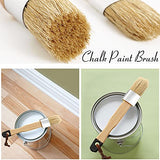 3 Pieces Chalk and Wax Paint Brushes Bristle Stencil Brushes for Wood Furniture Home Decor, Including Flat, Pointed and Round Chalked Paint Brushes (Black)