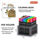 Dual Tip Brush Pens Art Markers, Shuttle Art 96 Colors Fine and Brush Dual Tip Markers Set with Pen Holder & 1 Coloring Book for Kids Adult Artist Coloring Calligraphy Journal Doodling Writing