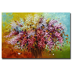 Boieesen Art,24x36Inch Textured Hand Painted Colorful Flower Oil Paintings Abstract Artwork Oil Hand Painting Home Decor Art Wood Inside Framed Ready to Hang
