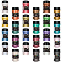 U.S. Art Supply Jewelescent 24 Color Mica Pearl Powder Pigment Master Set Kit, 2 oz (57g) Shaker Bottles - Cosmetic Grade, Non-Toxic Metallic Color Dye - Paint, Epoxy, Resin, Soap, Slime Making, Art