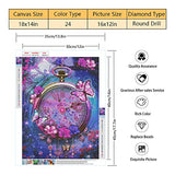 TISHIRON Colored Butterflies Clock Diamond Painting Diamond Dots 5D Full Round Drill Crystal Rhinestone Embroidery Arts Diamond Painting Kits for Adults Home Wall Decor 30x40cm