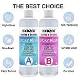 Epoxy Resin Clear Crystal Coating Kit 600ml/23oz - 2 Part Casting Resin for Art, Craft, Jewelry Making, River Tables, with Resin Glitter, Gloves, Measuring Cup and Wooden Sticks