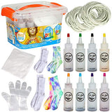 Klever Kits Tie Dye Kits 8 Rainbow Colors Art Set Includes 8 Pairs of Socks for Kids and Adults, Storage Box, Gloves, Rubber Bands and Table Cover, Creative Group Activities, Fabric Party Craft Arts