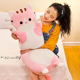 shangman Lovely Plush Cat Doll Cute Cartoon Soft Stuffed Kitten Pillow Long Throw Sleeping Pillow Doll Toy Gift for Kids Girlfriend Multiple Size (Pink,50cm/19.6in)