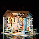 TuKIIE DIY Miniature Dollhouse Kit, 1:24 Scale Creative Room Wooden Mini Doll House Accessories with Furniture for Kids Teens Adults