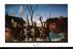 Salvador Dali - Swans Reflecting Elephants Art Print Poster - 36x24