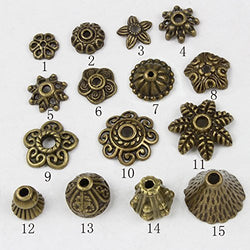HYBEADS 100-150Piece Bali Style Jewelry Making Bronze Metal Bead Caps Deluxe New Mix, 100gm, Bronze