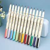 Writech Arts Sign Brush Pen Brush Tip Marker Felt Tip Water Based Ink Color Pens 12 Assorted Pastel Colors Great for Lettering, Journaling, Calligraphy