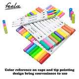 100 Colors Dual Tip Brush Pens with Fineliners Art Markers, Feela Watercolor Dual Brush Tip and Highlighters for Adult Coloring Books, Art, Sketching, Calligraphy, Manga, Bullet Journal