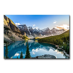 Colorado Wall Art Snow Mountain and Lake National Park Landscape Modern Artwork Painting Print On Canvas Framed Picture for Living Room Home Decoration
