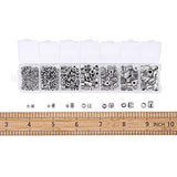 Beadthoven 260pcs/Box Tibetan Style Alloy Column Bead Spacers 7Style Large Hole Beads Spacer for