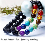 Dushi Lava Bead Bracelet Lava Bead Kit Set Bulk Black Lava Rock Stone for DIY Jewelry Making