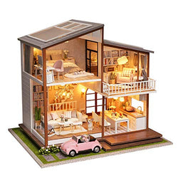 Big DIY Dollhouse Whole Kit Modern Villa 2 Floors Dollhouse DIY Miniature Dollhouse Kits for Adults with Dust Proof &Light Miniatures Collection DIY 3D Wooden Houses Gift for Him/Her Tiny House