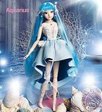 Aongneer BJD Dolls 1/6 DBS Doll 12 Inch 16 Ball Joint Doll DIY Toy Gift Rotatable Joints Lifelike Pose with Soft Blue Wig Nice Dress Shoes Beautiful Makeup Gift for Halloween Constellation Aquarius