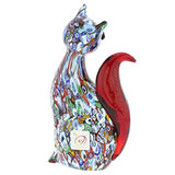 GlassOfVenice Murano Glass Millefiori Cat Sculpture