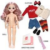 Udolls Bjd Dolls Smart Doll, (Gift Package with Greeting Card), 1/6 Kawaii 12 Inch 21 Ball Jointed Doll, DIY Toys Makeup Head Full Set Clothes Shoes Wig for Girl, Ada