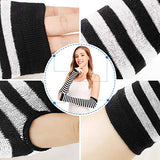 Punk Gothic Rock Long Arm Warmer Fingerless Gloves, Black White