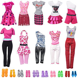 zheyistep Doll Clothes for 11.5 Inch Girl Doll 20 Pcs Casual Wear Clothes and Doll Accessories with 10 Pairs Shoes +10 Fashion Doll Dresses (Pack c)
