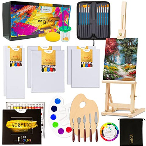 Acrylic Paint & Easel - 51 Piece Set