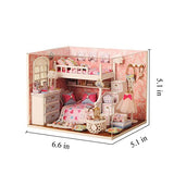 Dollhouse Miniature DIY Kit with Cover and LED Wood Toy Doll House Room Model Handcraft Birthday Gift Angel Dream