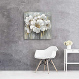 Wall Art Floral Canvas Pictures: White Lily Abstract Flower Print on Canvas Artwork for Office Dining Rooms (24"W x 24"H,Multi-Sized)
