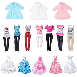 YTSQLER Doll Clothes for Kids, 35 pcs Doll Clothes and Accessories with 7 Doll Outfits 5 Fashion Party Dresses 3 Winter Coats 10 Paires Shoes 10 Doll Hangers for 11.5 Inch Girl Doll Clothing