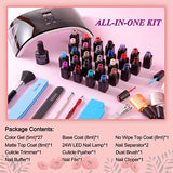 Lavender Violets 27 Colors Fall Gel Nail Polish Set with 24W UV LED Nail Lamp Dryer, Red Gray Gel Polish, No Wipe Top Base Coat, All-In-One Manicure Kit for Beginner, Nail Design DIY Salon Set B975