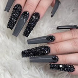 Black Nail Jewels for Nail Art - 3100pcs Crystals Rhinestones for Nails, 12 Types of 600 Special-Shaped Stones Diamonds + 2500 Flat-Bottomed Rhinestones Kit, Swarovski Jewels for Nails DIY Design