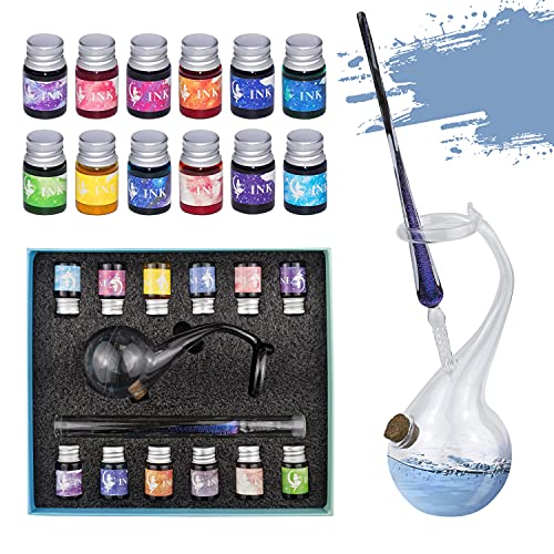 Glass Dipped Pen Ink Set Handmade Crystal Calligraphy Pen for Art,  Signatures, Drawing, Decoration, Calligraphy Kits for Beginners