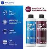 Pro Marine Clear Table Top Epoxy Resin (16-Ounce Kit) | UV Resistant, Self-Leveling | High Gloss Shine for Wood Table Top, Bar Top, Counter Top, River Table, and Other DIY Resin Art Projects