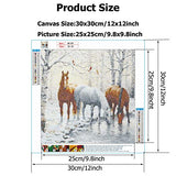 DIY 5D Diamond Painting Horse by Number Kits Winter Snow Paint with Diamond Art Animal Cross Stitch Full Drill Rhinestone Embroidery Pictures Arts Craft for Home Wall Decor Gift-12X12inch