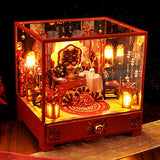 WYD Chinese Wedding Scene Jewelry Box, Wooden DIY Assembled Dollhouse Kit, Scene Building Model for Birthdays and Festive Gifts for Loved Ones and Friends