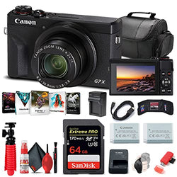 Canon PowerShot G7 X Mark III Digital Camera (Black) (3637C001) + 64GB Memory Card + NB13L Battery + Corel Photo Software + Charger + Card Reader + Soft Bag + Flex Tripod + More (Renewed)